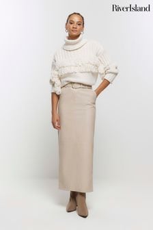 River Island Cream Belted Column Skirt (N34122) | €27