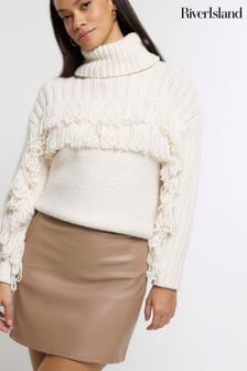 River Island Brown Faux Leather Mini Skirt (N34162) | kr325
