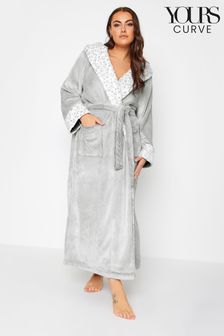 Yours Curve Grey Maxi Animal Hooded Robe (N34211) | AED205