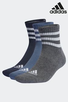 adidas Blue 3-Stripes Cushioned Sportswear Mid Cut Socks 3 Pairs (N34275) | OMR6