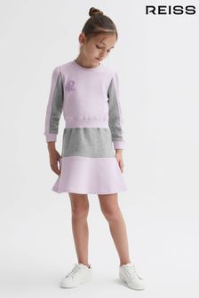 Reiss Lilac Daley Senior Colourblock Motif Jersey Dress (N34436) | $95