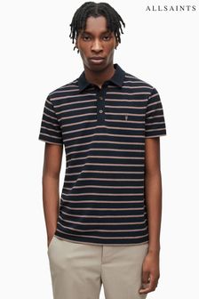 AllSaints Blue Hayden Short Sleeve Polo Shirt (N34493) | $111
