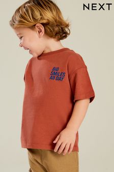 חום חלודה - חולצת טי פשוטה בגינס שרוול קצר (3 חודשים עד גיל 7) (N34498) | ‏15 ‏₪ - ‏23 ‏₪