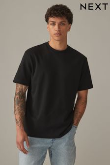 Schwarz - Weiches T-Shirt in lässiger Passform aus schwerem Material (N34505) | 19 €