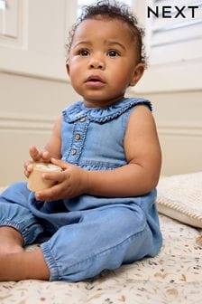 Denim Collared Baby Woven Jumpsuit (0mths-2yrs) (N34558) | NT$530 - NT$620