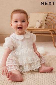 Ivory White Christening Baby Bloomer Romper (0mths-2yrs) (N34569) | AED116 - AED126