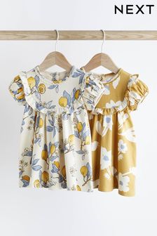Blue/Yellow Print Baby Jersey Dress 2 Pack (0mths-3yrs) (N34580) | EGP426 - EGP486