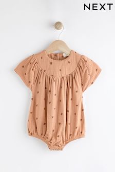 棕色花朵繡花 - 嬰兒款燈籠褲連身衣 (0個月至3歲) (N34615) | NT$530 - NT$620