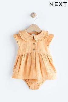 Yellow Woven Baby Shirt and Knickers Set (0mths-3yrs) (N34618) | 69 QAR - 79 QAR
