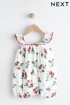 Red/White Strawberry Baby Woven Romper (0mths-2yrs) (N34626) | €23 - €26