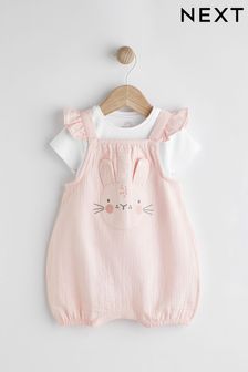 粉色小兔 - 短袖短腿嬰兒背帶褲 (0個月至2歲) (N34638) | HK$157 - HK$175