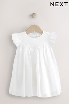 White Baby Occasion Mesh Frill Sleeve Dress (0mths-2yrs) (N34641) | ₪ 59 - ₪ 67