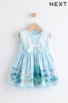Blau mit Landschaftsdesign - Baby Kleid mit Kragen (0 Monate bis 2 Jahre) (N34650) | 28 € - 31 €