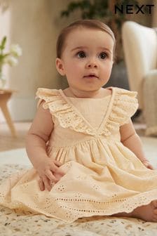 Yellow Baby Broderie Dress (0mths-2yrs) (N34654) | €27 - €30