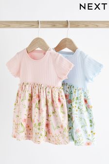 Pink & Blue Baby Jersey Dress 2 Pack (0mths-3yrs) (N34655) | 69 QAR - 79 QAR