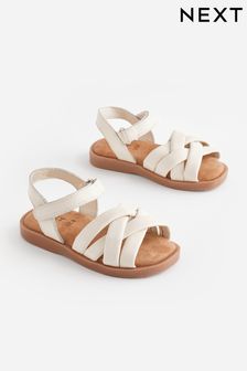 White Leather Woven Sandals (N34693) | HK$166 - HK$192