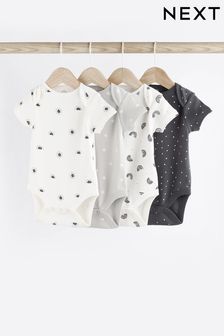 Baby Monochrome Short Sleeve Bodysuits 4 Pack