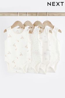 Delicate White Animal 4 Pack 4 Pack Baby Vest Bodysuits (N34696) | EGP274 - EGP334