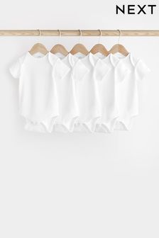 أبيض - حزمة من 5 لباس قطعة واحدة مضلع بكم قصير للبيبي (N34697) | د.ك 4 - د.ك 4.500