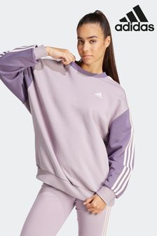 Пурпурный - Свободная флисовая толстовка с 3 полосками Adidas Sportswear Essentials (N34852) | €50