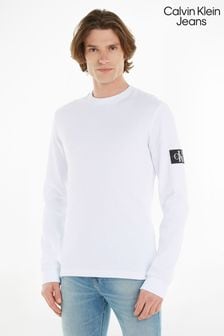 Calvin Klein Jeans Monogram Badge Waffle Long Sleeve White T-Shirt (N34978) | ₪ 256