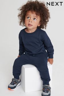 Albastru Bleumarin - Set bluză Jerseu uni și Pantaloni de sport (3 luni - 7 ani) (N35031) | 83 LEI - 116 LEI