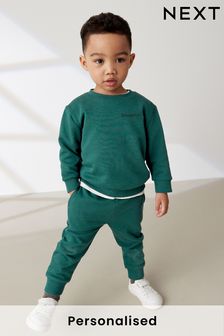 綠色 - 訂製款平織運動衫和慢跑運動褲套裝 (3個月至7歲) (N35035) | NT$580 - NT$750