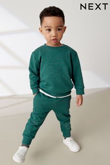 Green Plain Jersey Sweatshirt and Joggers Set (3mths-7yrs) (N35039) | €14 - €20