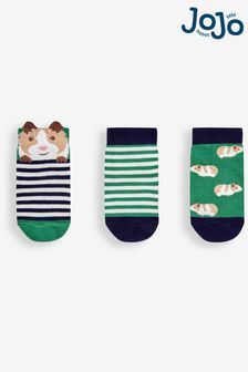 JoJo Maman Bébé Green Boys' 3-Pack Guinea Pig Socks (N35048) | OMR5