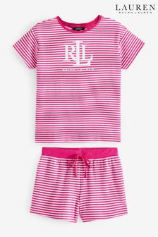 Lauren Ralph Lauren Pink Stripe Short Sleeve Pyjama Set (N35106) | 695 SAR