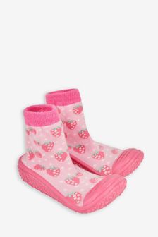 JoJo Maman Bébé Girls' Indoor Outdoor Strawberry Print Slipper Socks