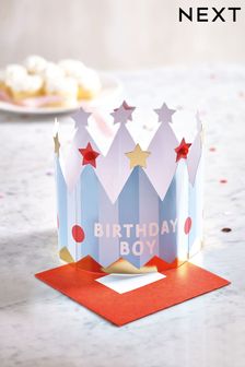 Blue Birthday Boy Crown Wearable Card