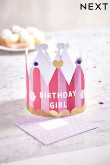 Pink Birthday Girl Crown Wearable Card