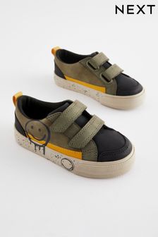 Khaki Green Smile - Two Strap Touch Fastening Trainers (N35309) | kr290 - kr360
