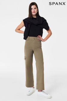 Spanx Green Stretch Twill Cropped Cargo Trousers (N35336) | AED721