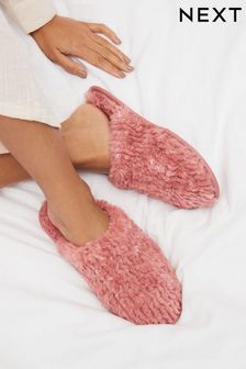 Pink Faux Fur Mule Slippers (N35344) | SGD 21