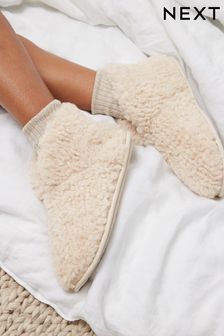 Cream Recycled Faux Fur Cosy Boot Slippers (N35367) | ₪ 60