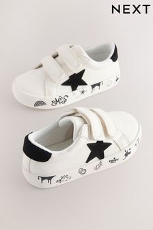 Black/White Standard Fit (F) Star Touch Fastening Trainers (N35376) | EGP486 - EGP608
