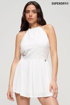 Superdry White Vintage Embroidered Mini Dress (N35390) | kr895