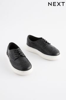 Black Brogue Smart Leather Lace-Up Shoes (N35544) | OMR12 - OMR13