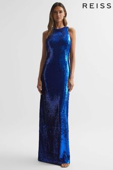Reiss Klein Blue Hasia Halston Sequin Maxi Dress (N35560) | €865