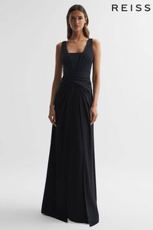Reiss Black Erica Halston Wrap Maxi Dress (N35568) | €725