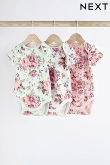 Floral Baby Short Sleeve Bodysuits 3 Pack (N35576) | $22 - $26