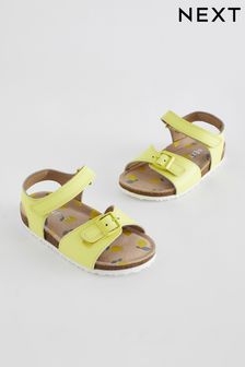 Yellow Standard Fit (F) Leather Corkbed Sandals (N35588) | ₪ 71 - ₪ 80