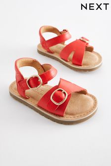 Red Standard Fit (F) Leather Buckle Sandals (N35592) | HK$175 - HK$192