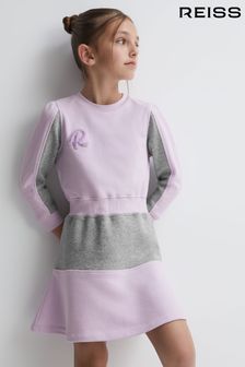 Reiss Lilac Daley Junior Colourblock Motif Jersey Dress (N35610) | $134