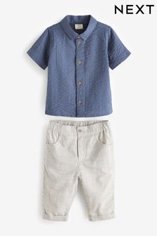Bleu marine/gris - Ensemble 2 pièces chemise et pantalon bébé (0 mois - 2 ans) (N35702) | €25 - €28