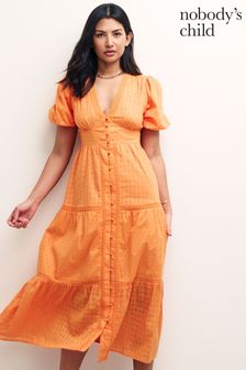 Nobody's Child Orange Plain Midi Dress (N35761) | €56