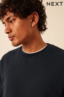 Marineblau - Strukturiertes T-Shirt (N35925) | 15 €