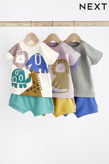 Purple/Blue Baby T-Shirts And Shorts 6 Pack (N35950) | 119 QAR - 129 QAR
